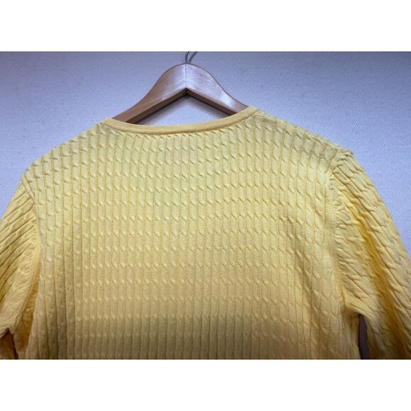 Crystal-Kobe Womens Cable Knit Cardigan Sweater Size M Yellow Button Up - Picture 8 of 9